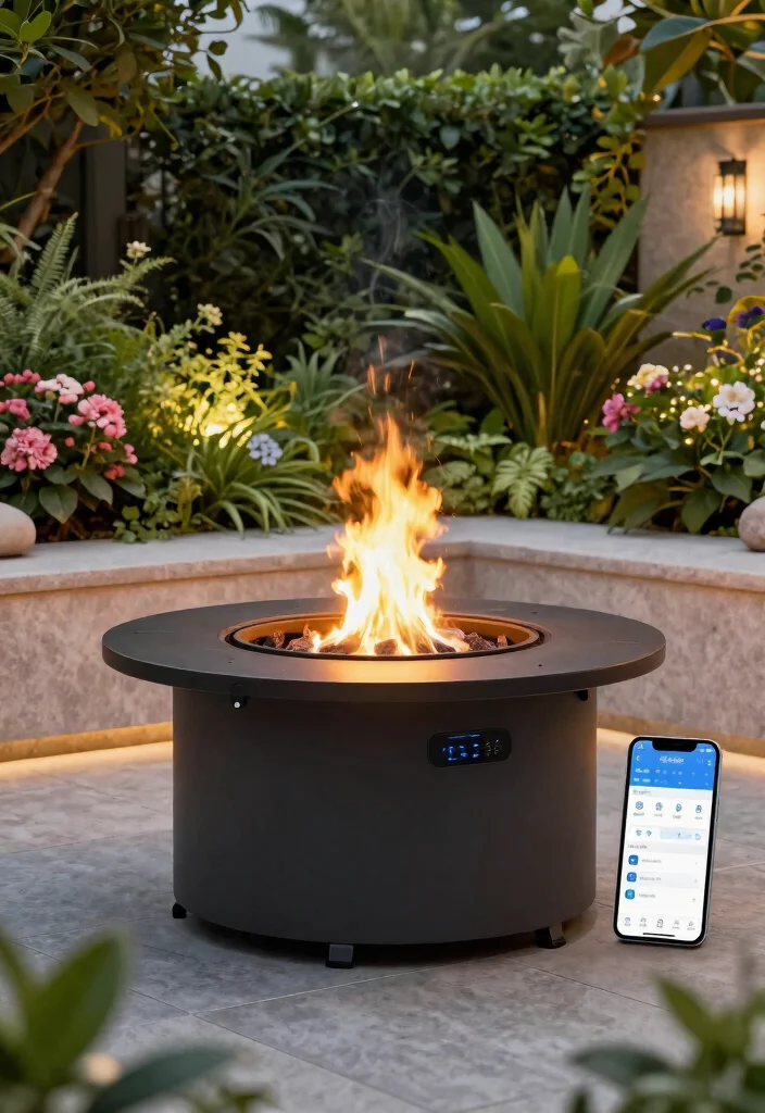 14 Garden with Fire Pit Ideas That Keep Smoke Away from Plants - 10. Fire Pit with Automatic Smoke Control 1