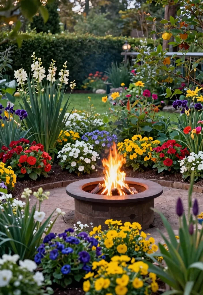 14 Garden with Fire Pit Ideas That Keep Smoke Away from Plants - 14. Seasonal Plant Adjustments 1