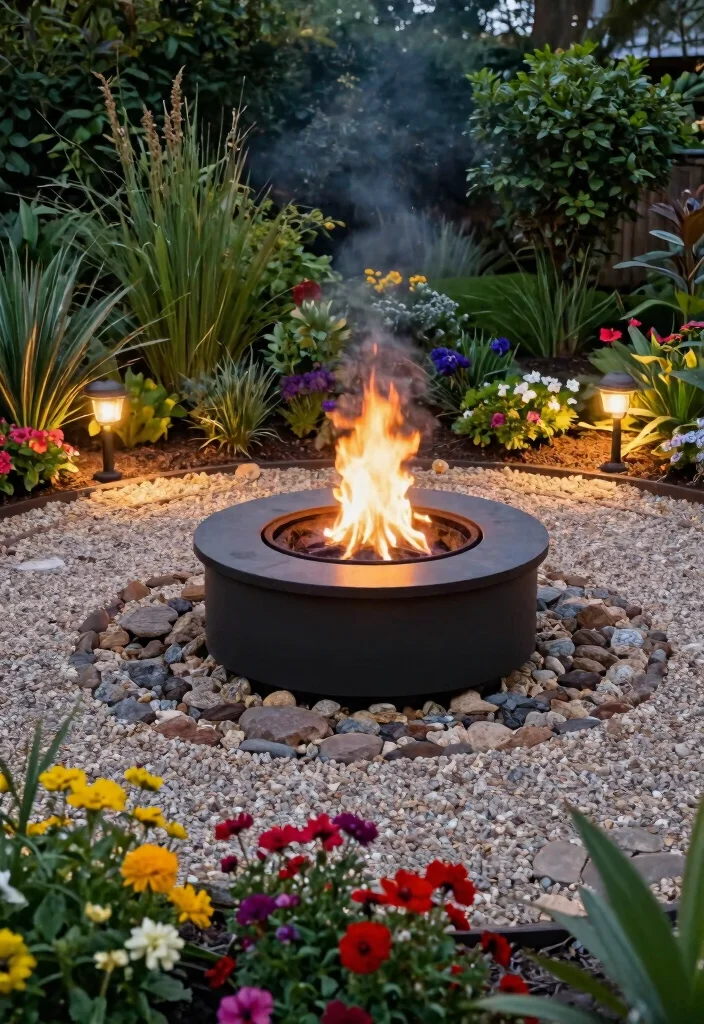 14 Garden with Fire Pit Ideas That Keep Smoke Away from Plants - 5. Gravel Beds to Absorb Smoke 1