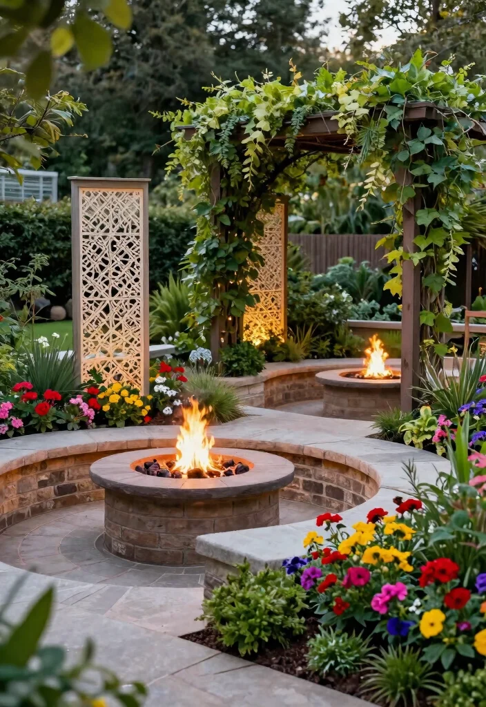 14 Garden with Fire Pit Ideas That Keep Smoke Away from Plants - 7. Partitioned Fire Pit Areas 1