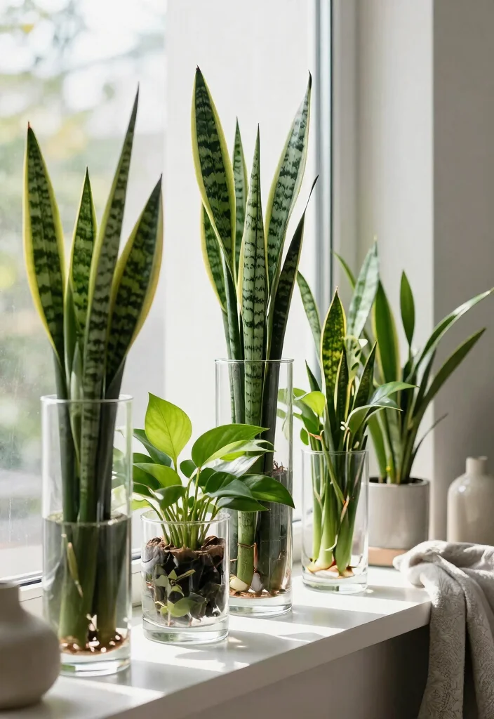 14 Glass Planter Ideas That Don't Shatter in Cold Weather - 3. Monochromatic Glass Cylinder Planters 1