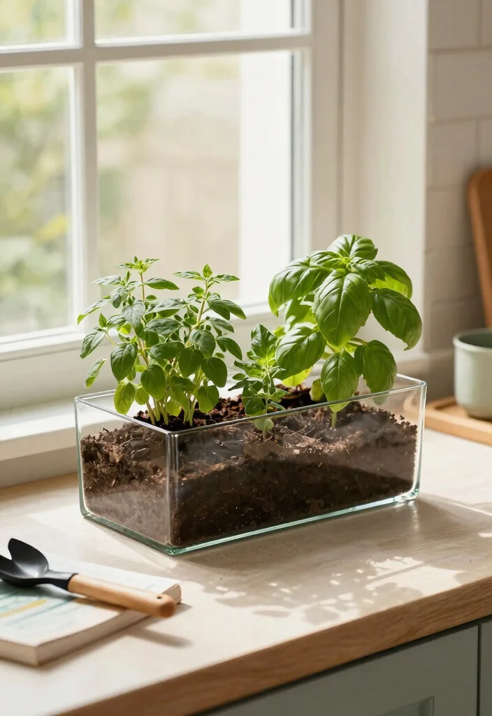 14 Glass Planter Ideas That Don't Shatter in Cold Weather - 9. Practical Glass Herb Garden 1