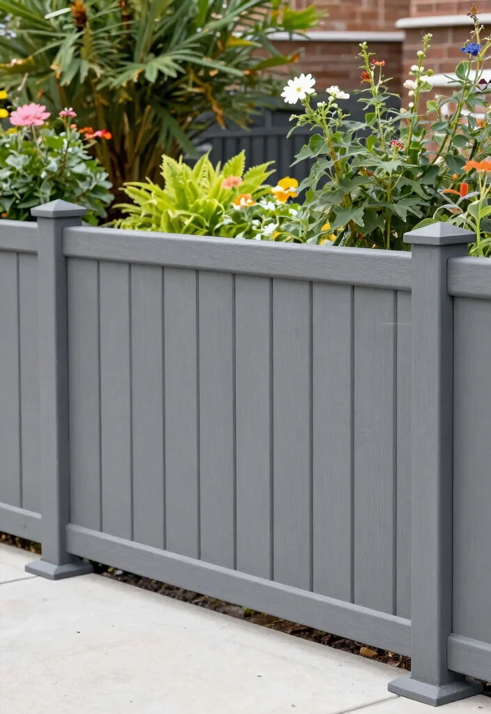 14 Grey Garden Fence Ideas That Hide Stains and Weather Well - 11. Recycled Composite Fencing 1