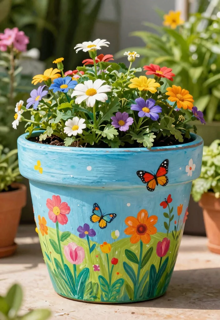 14 Planter Painting Ideas That Cover Up Old Concrete and Terra Cotta - 12. Personalized Hand-Painting 1