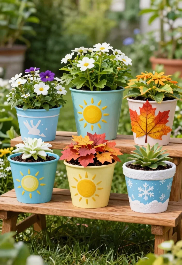 14 Planter Painting Ideas That Cover Up Old Concrete and Terra Cotta - 13. Seasonal Themes 1