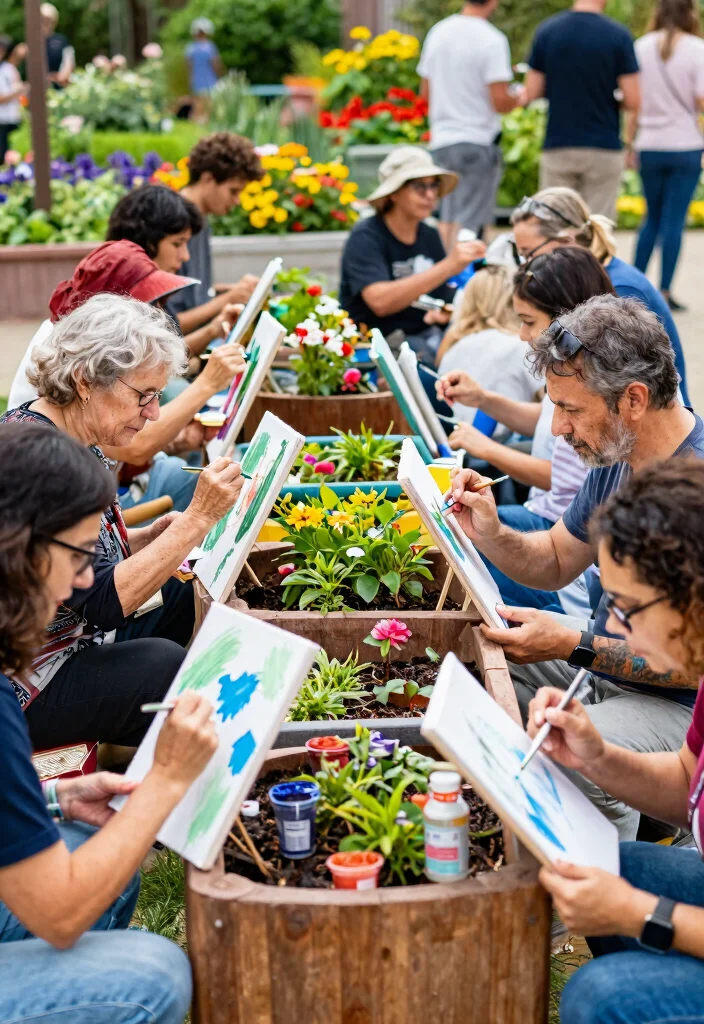 14 Planter Painting Ideas That Cover Up Old Concrete and Terra Cotta - 14. Interactive Community Art Projects 1