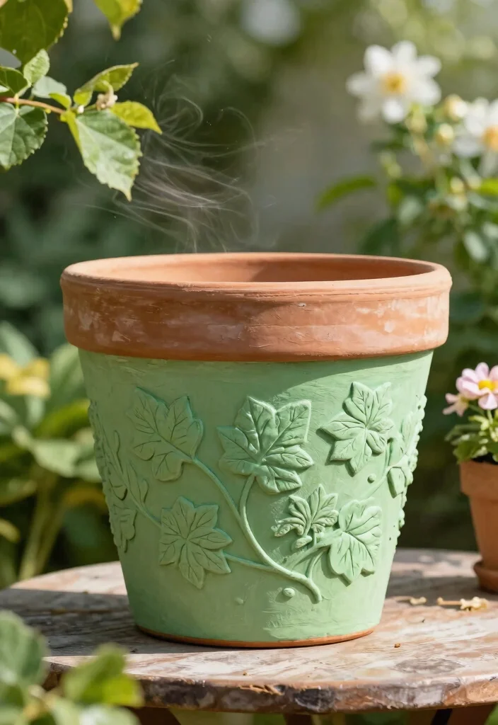 14 Planter Painting Ideas That Cover Up Old Concrete and Terra Cotta - 3. Nature-Inspired Bas Relief 1