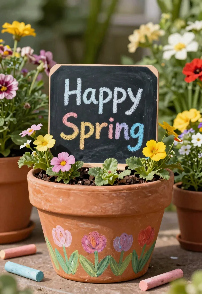 14 Planter Painting Ideas That Cover Up Old Concrete and Terra Cotta - 6. Chalkboard Paint for Custom Messages 1