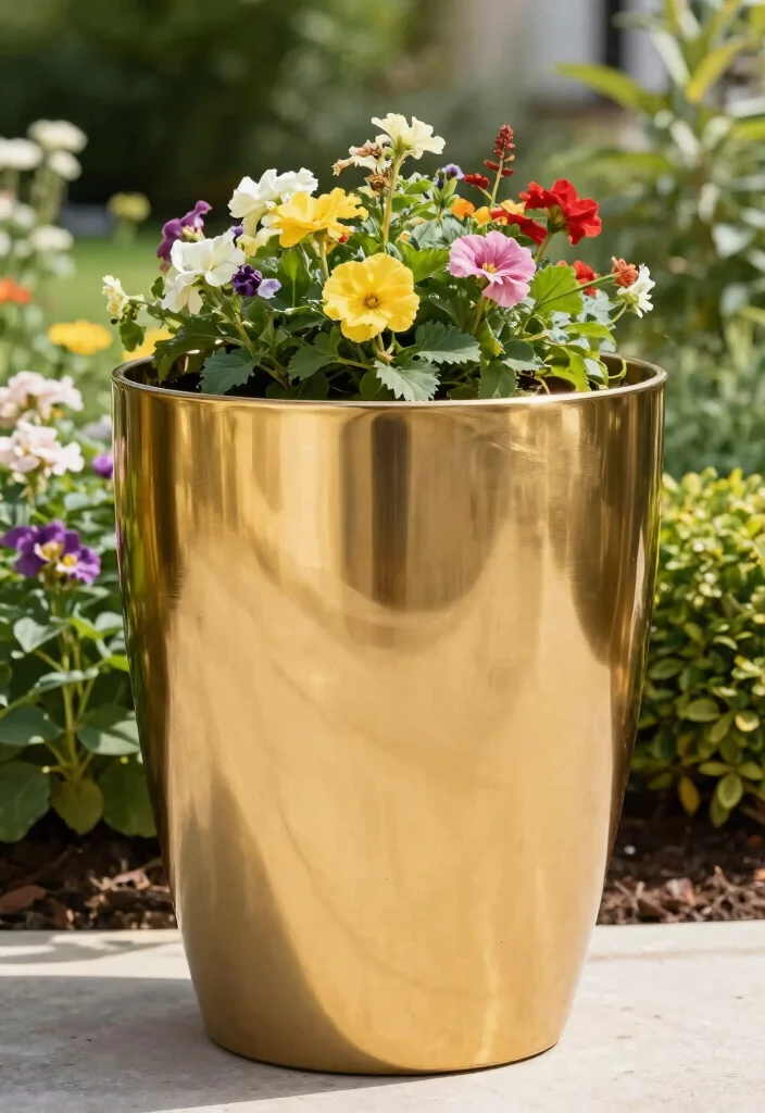 14 Planter Painting Ideas That Cover Up Old Concrete and Terra Cotta - 7. Metallic Accents 1