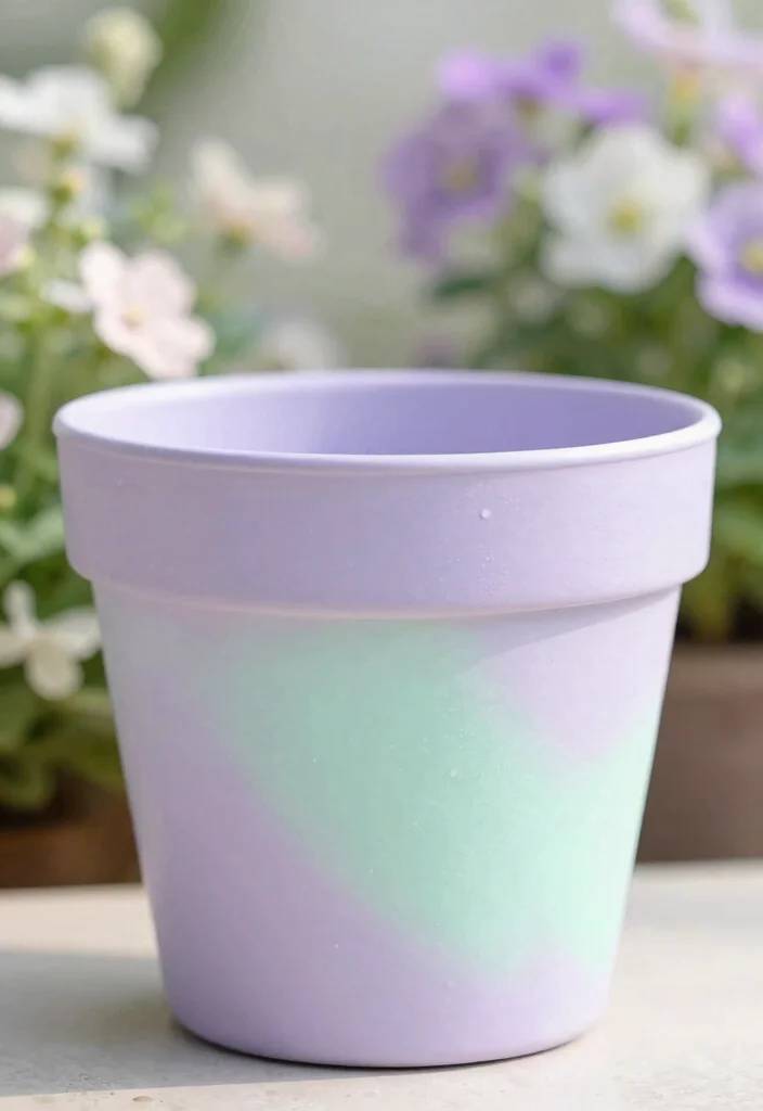 14 Planter Painting Ideas That Cover Up Old Concrete and Terra Cotta - 9. Understated Pastel Wash 1