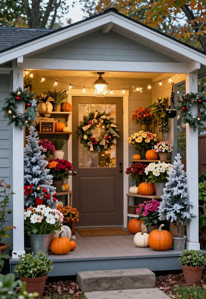 14 Shed With Porch Ideas That Add Usable Outdoor Space - 14. Seasonal Decor Showcase 1