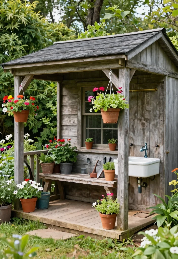 14 Shed With Porch Ideas That Add Usable Outdoor Space - 2. Potting Shed Paradise 1
