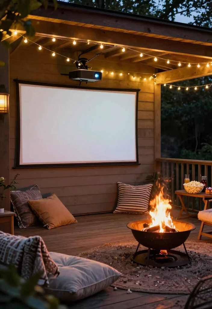 14 Shed With Porch Ideas That Add Usable Outdoor Space - 5. Outdoor Movie Night Setup 1
