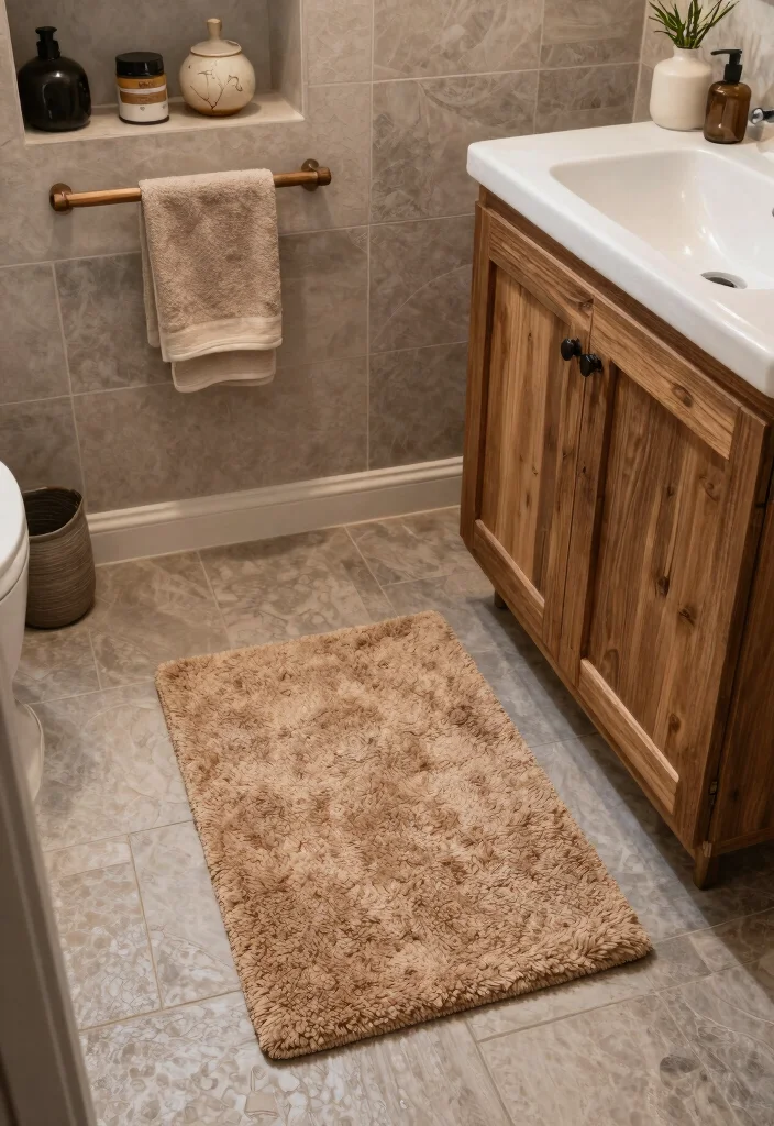 14 Vintage Farmhouse Bathroom Ideas That Work in Small Spaces - 10. Mix and Match Textures 1