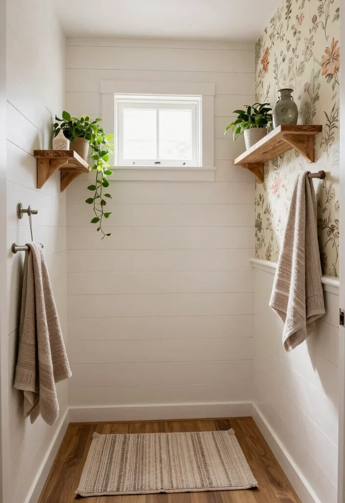 14 Vintage Farmhouse Bathroom Ideas That Work in Small Spaces - 2. Rustic Wall Treatments 1