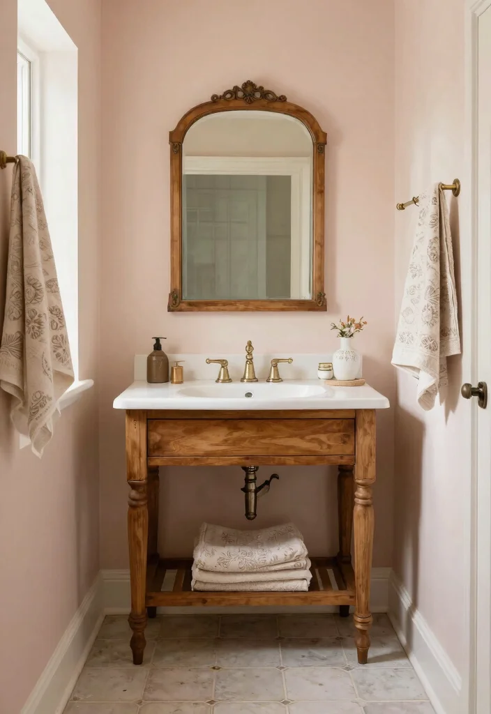 14 Vintage Farmhouse Bathroom Ideas That Work in Small Spaces - 6. Color Palette for a Vintage Vibe 1