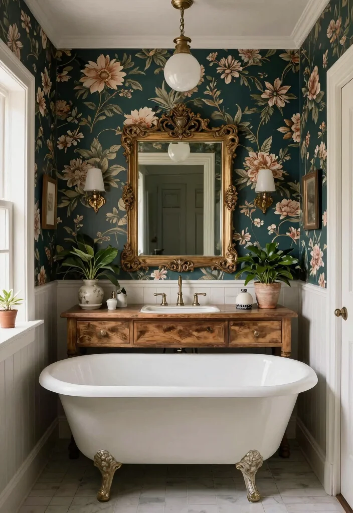 14 Vintage Farmhouse Bathroom Ideas That Work in Small Spaces - 9. Create a Focal Point 1