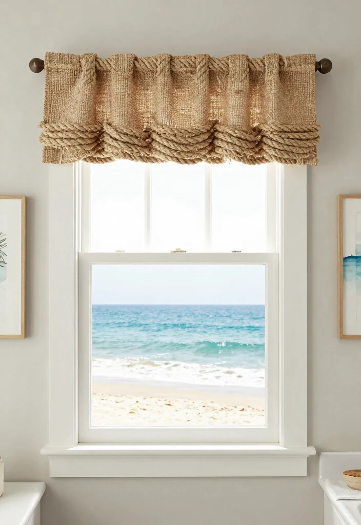 15 Farmhouse Valance Ideas That Hide Ugly Window Frames - 14. Twisted Rope Valance 1