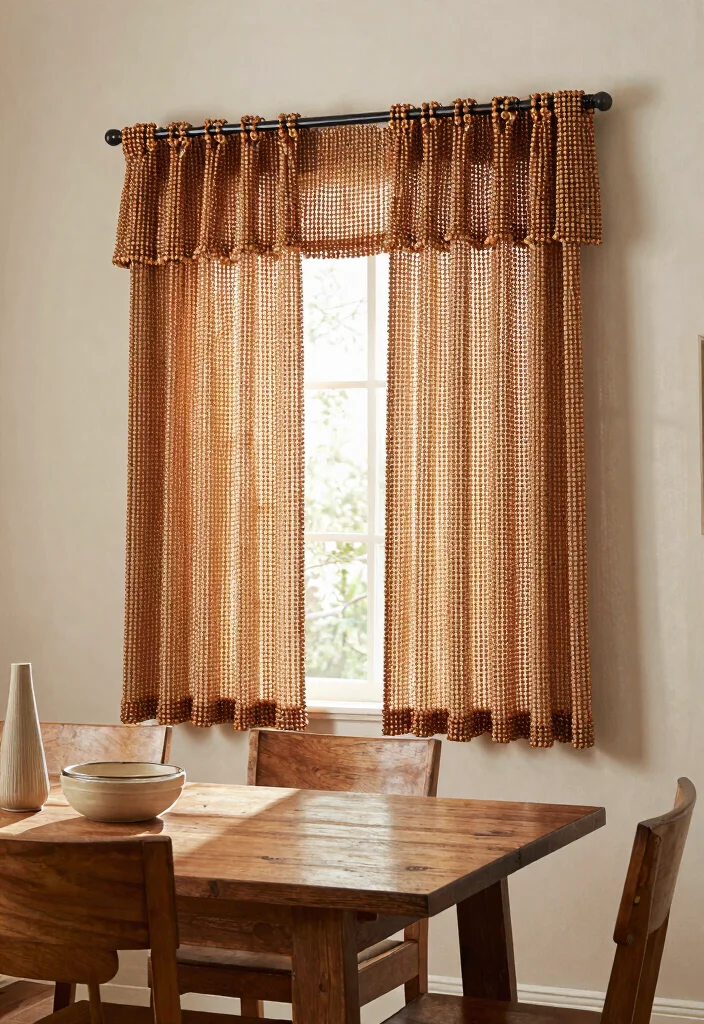 15 Farmhouse Valance Ideas That Hide Ugly Window Frames - 15. Beaded Valance 1