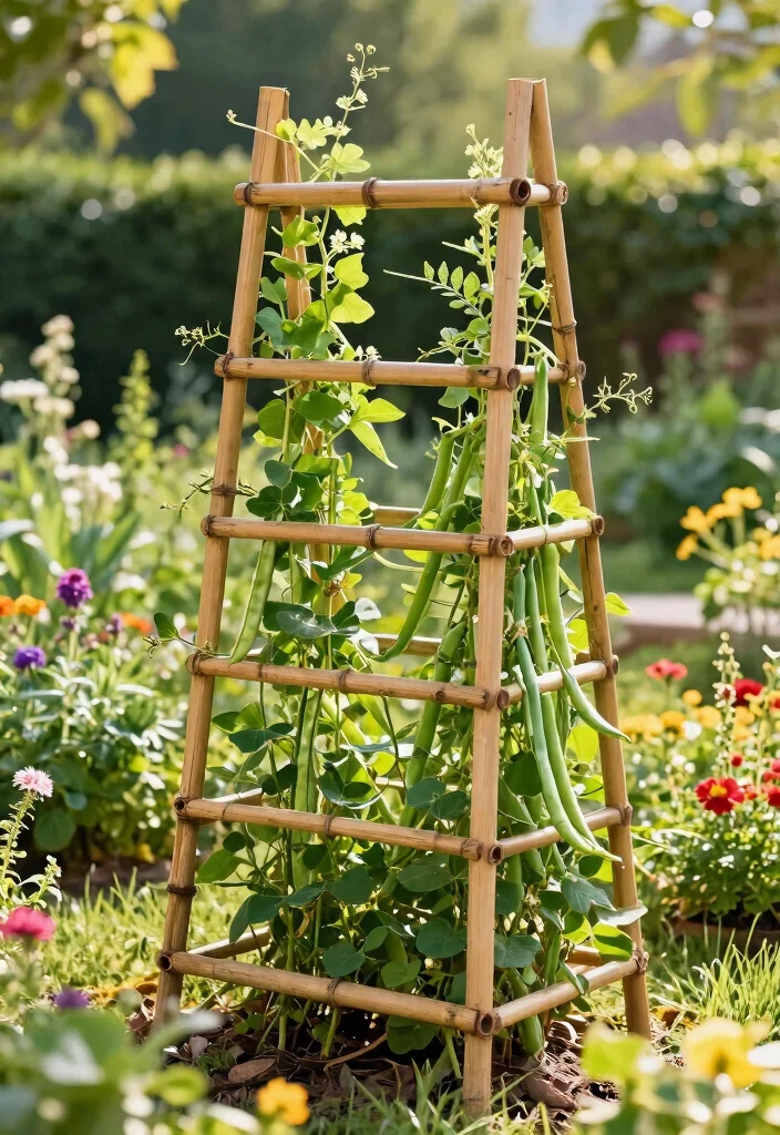 15 Galeras para Patio Que Soportan Plantas Pesadas Sin Caerse - 9. DIY Bamboo Trellis 1