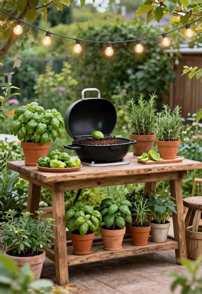 15 Herb Garden Outdoor Ideas That Survive Full Sun - 15. Outdoor Herb Cooking Station 1