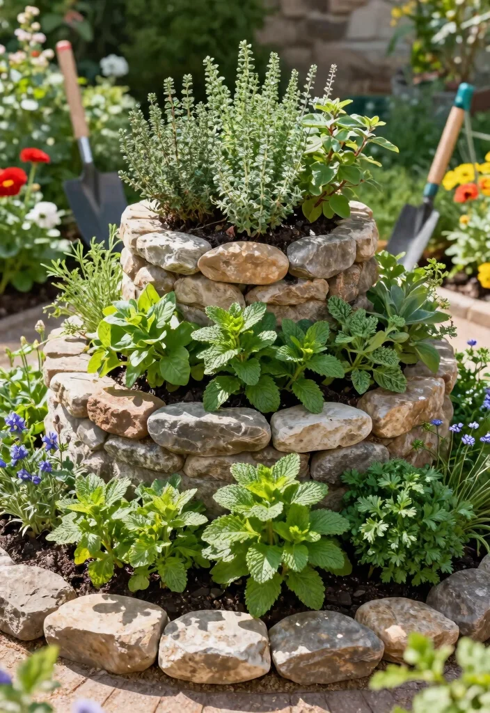 15 Herb Garden Outdoor Ideas That Survive Full Sun - 4. Herb Spiral Designs 1
