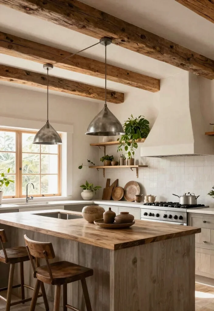 15 Modern Farmhouse Lighting Ideas That Work in Any Room - 1. Rustic Wood Beams with Pendant Lights 1