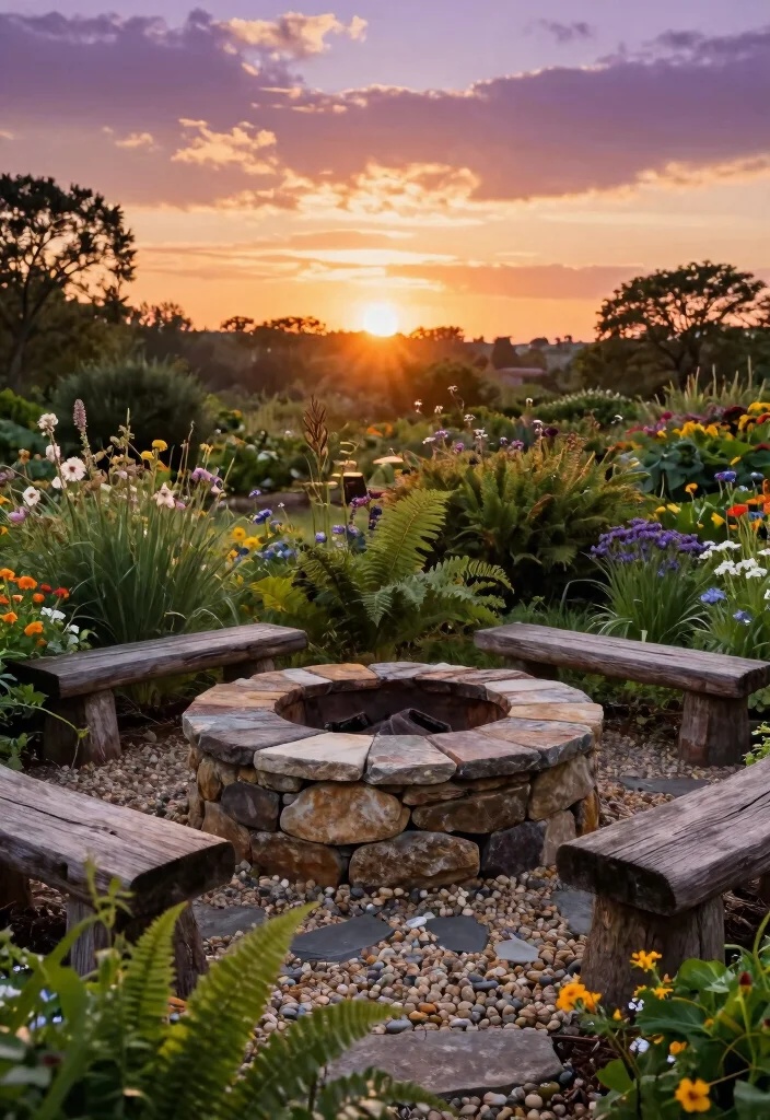 15 Natural Fire Pit Ideas That Blend Into Your Yard - 1. Rustic Stone Fire Pit 1