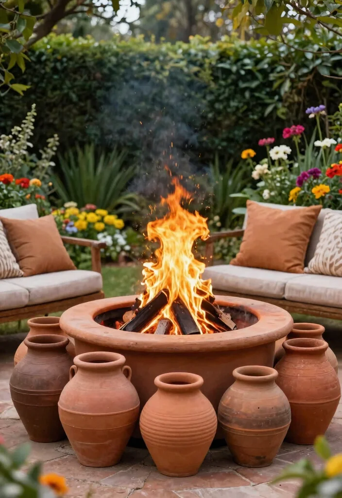 15 Natural Fire Pit Ideas That Blend Into Your Yard - 11. Terracotta Fire Pit 1