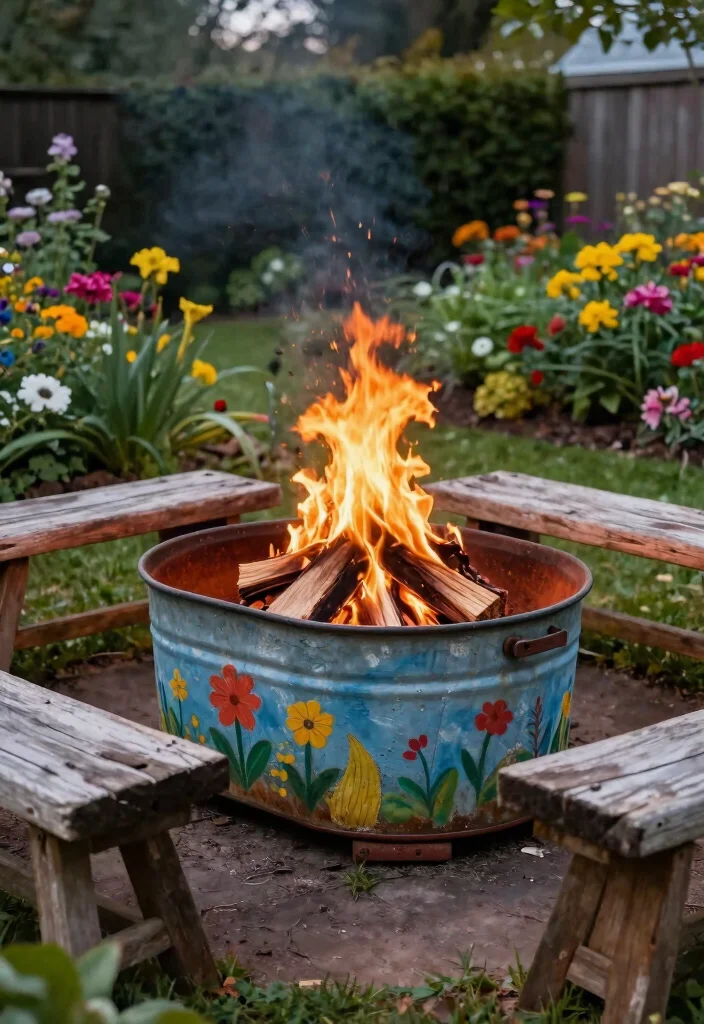 15 Natural Fire Pit Ideas That Blend Into Your Yard - 14. Upcycled Fire Pit 1