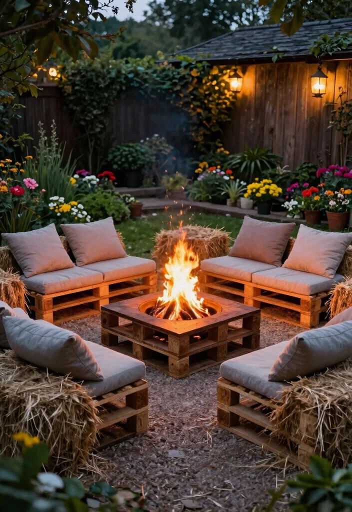 15 Natural Fire Pit Ideas That Blend Into Your Yard - 4. Wooden Pallet Fire Pit 1