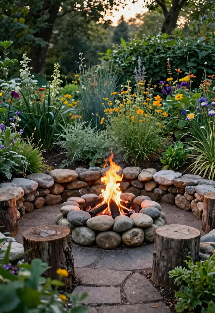 15 Natural Fire Pit Ideas That Blend Into Your Yard - 5. River Rock Fire Pit 1