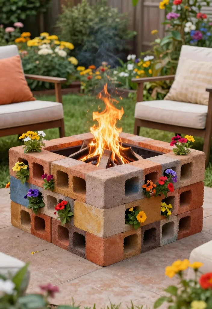 15 Natural Fire Pit Ideas That Blend Into Your Yard - 8. Cinder Block Fire Pit 1
