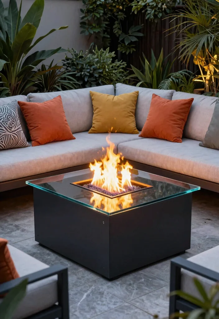 15 Natural Fire Pit Ideas That Blend Into Your Yard - 9. Glass Fire Pit Table 1