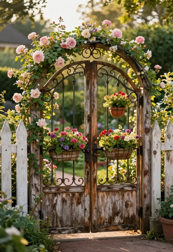 15 Picket Fence Ideas That Add Charm Without Blocking Your Garden View - 10. Vintage Gate Accent 1