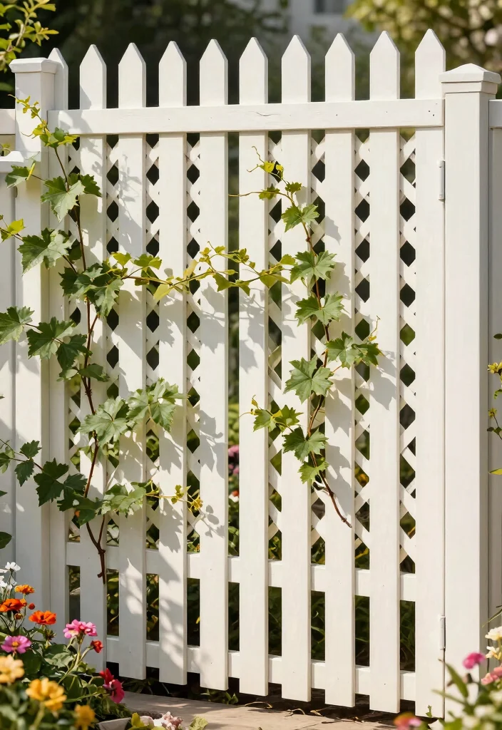 15 Picket Fence Ideas That Add Charm Without Blocking Your Garden View - 11. Lattice Picket Design 1