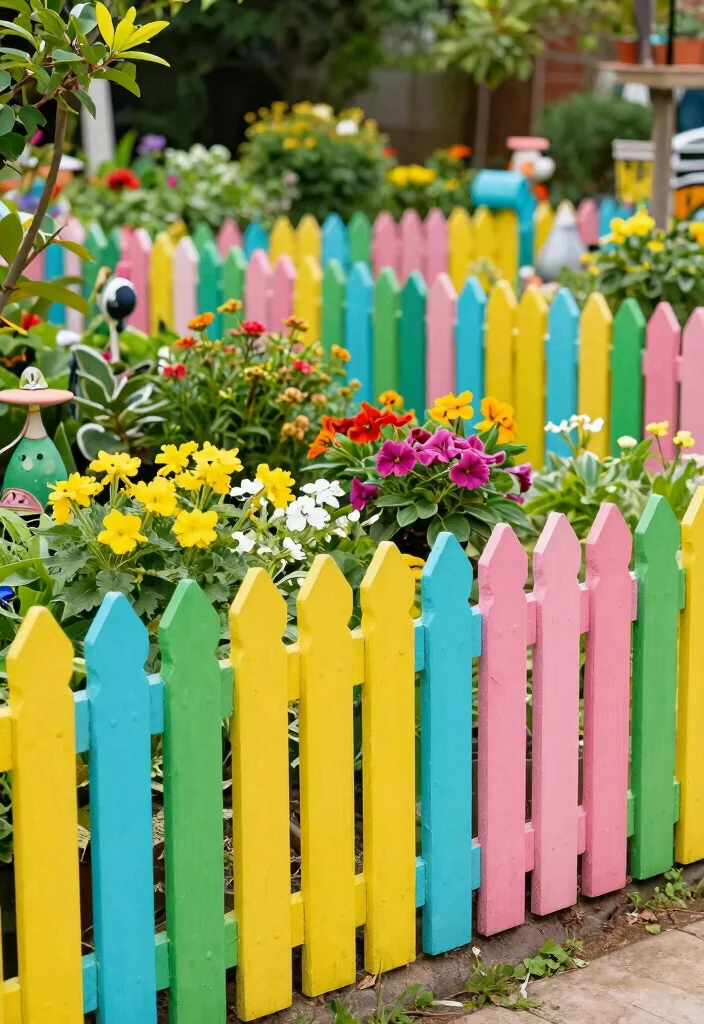 15 Picket Fence Ideas That Add Charm Without Blocking Your Garden View - 3. Colorful Painted Pickets 1