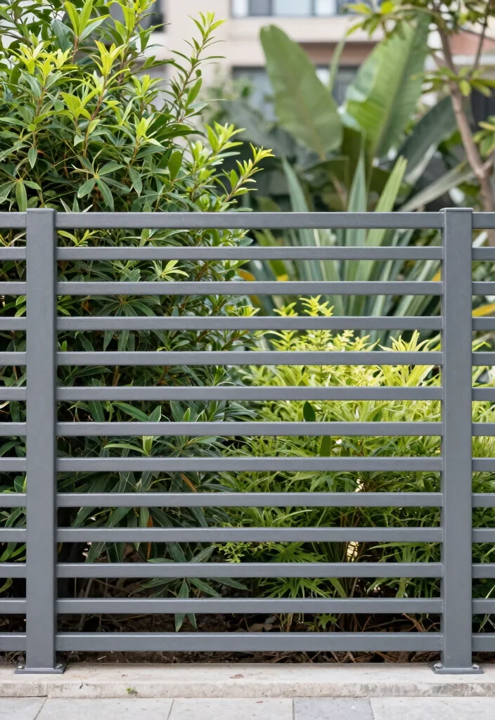 15 Picket Fence Ideas That Add Charm Without Blocking Your Garden View - 4. Minimalist Metal Fence 1