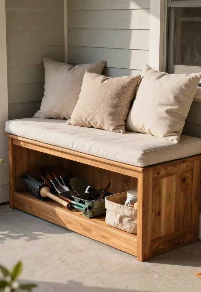15 Porch Storage Ideas That Hide Clutter and Look Intentional 10 15 Porch Storage Ideas That Hide Clutter and Look Intentional - 10. Built-In Storage Benches 1