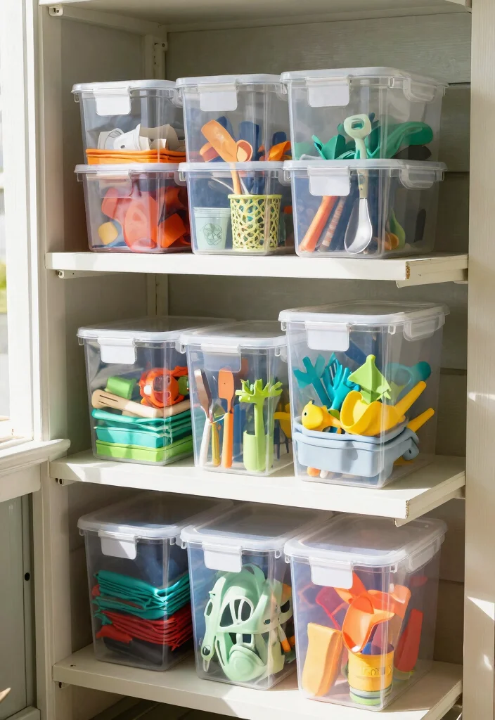 15 Porch Storage Ideas That Hide Clutter and Look Intentional 8 15 Porch Storage Ideas That Hide Clutter and Look Intentional - 8. Clear Storage Containers 1