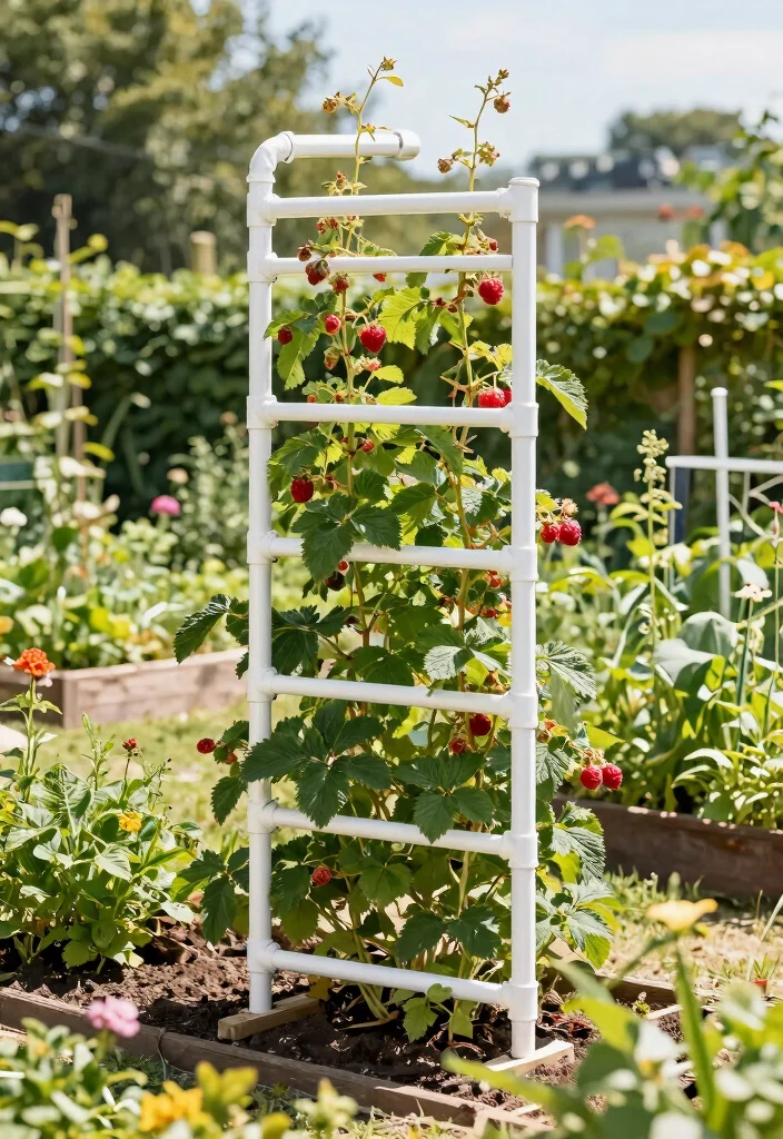 15 Raspberry Trellis Ideas That Keep Berries Off the Ground and Easy to Pick - 10. PVC Pipe Trellis System 1