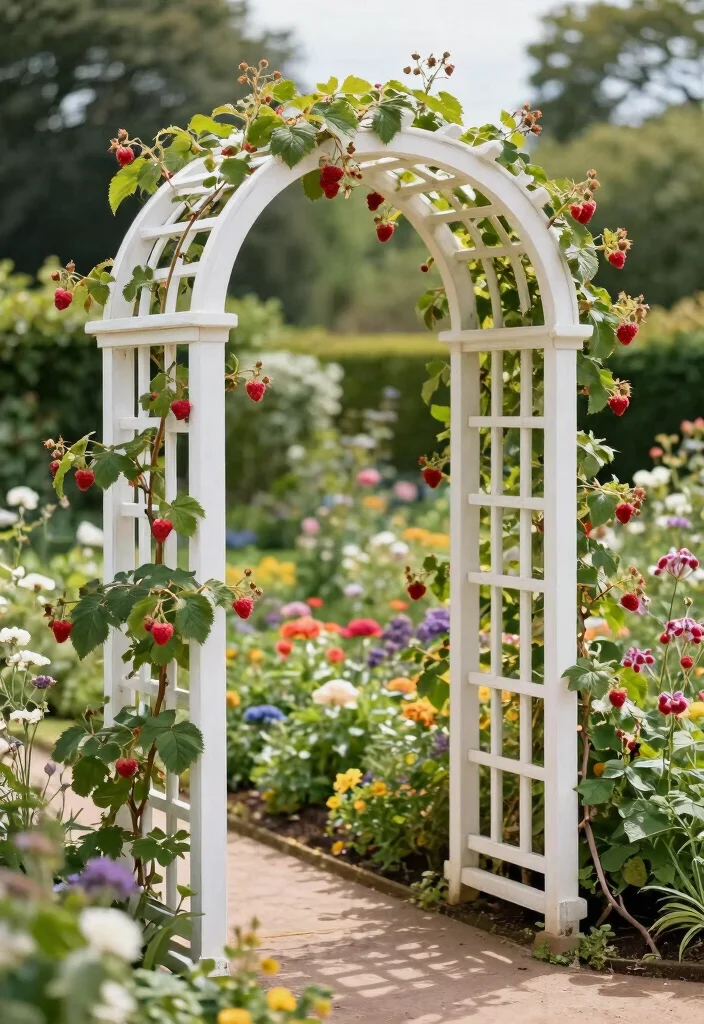 15 Raspberry Trellis Ideas That Keep Berries Off the Ground and Easy to Pick - 4. Arched Trellis for Elegance 1