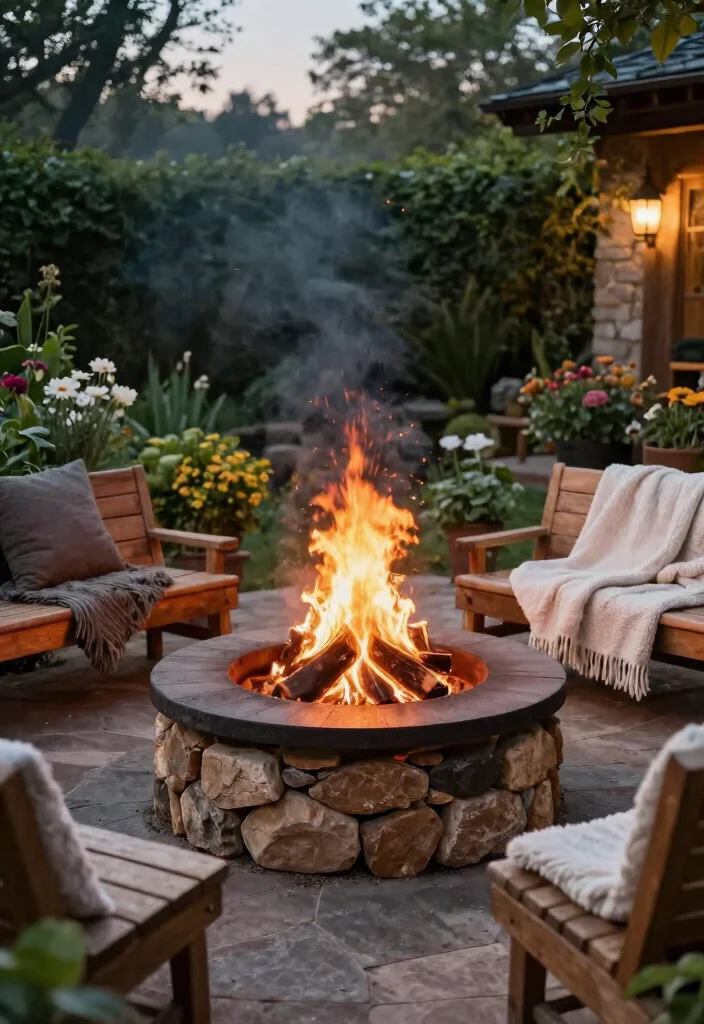 15 Small Fire Pit Ideas That Fit on Apartment Patios and Decks - 12. Fire Pit with Stone Base 1