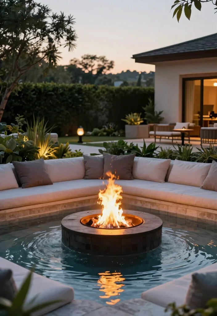 15 Small Fire Pit Ideas That Fit on Apartment Patios and Decks - 14. Fire Pit with a Water Feature 1