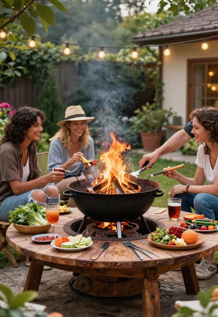 15 Small Fire Pit Ideas That Fit on Apartment Patios and Decks - 9. Fire Pit with a Grill Feature 1