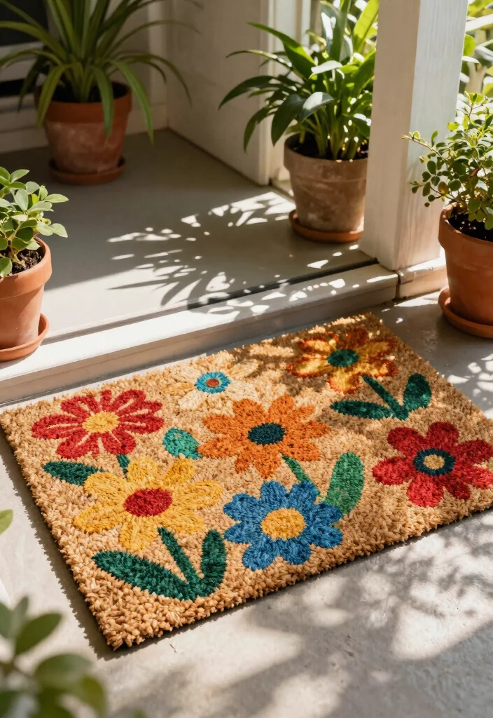 15 Spring Porch Decorating Ideas That Brighten Up Your Entryway - 11. Seasonal Door Mats 1