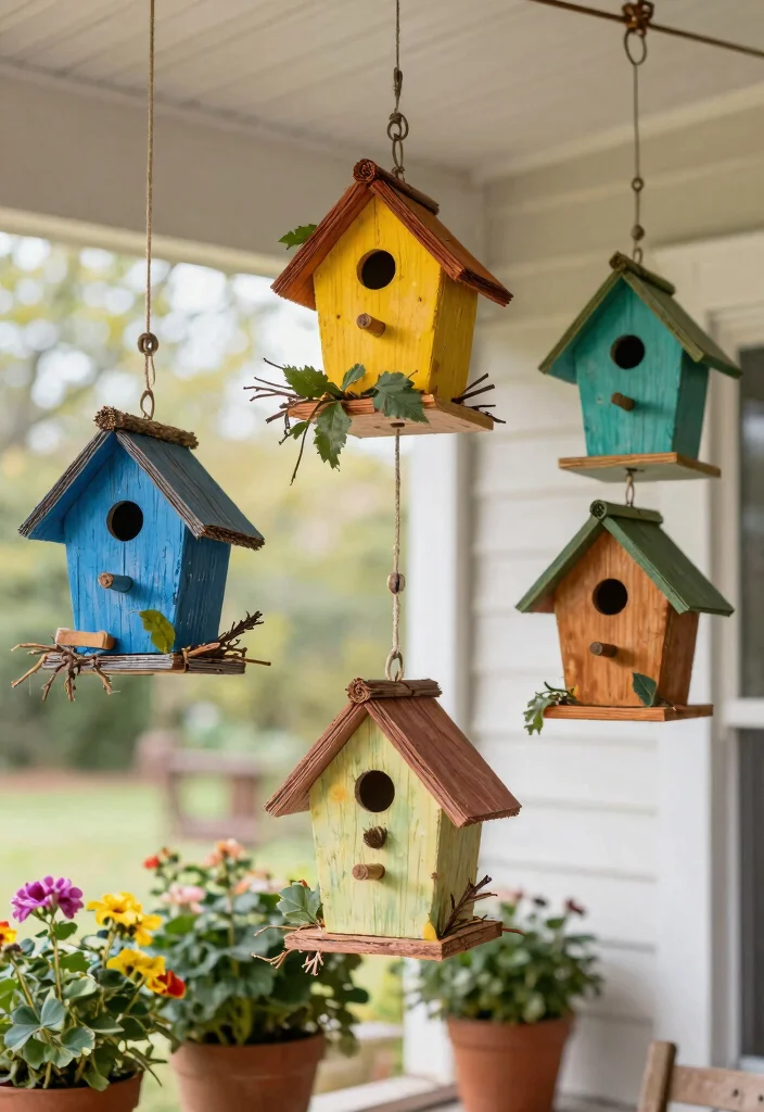 15 Spring Porch Decorating Ideas That Brighten Up Your Entryway - 9. DIY Birdhouses 1
