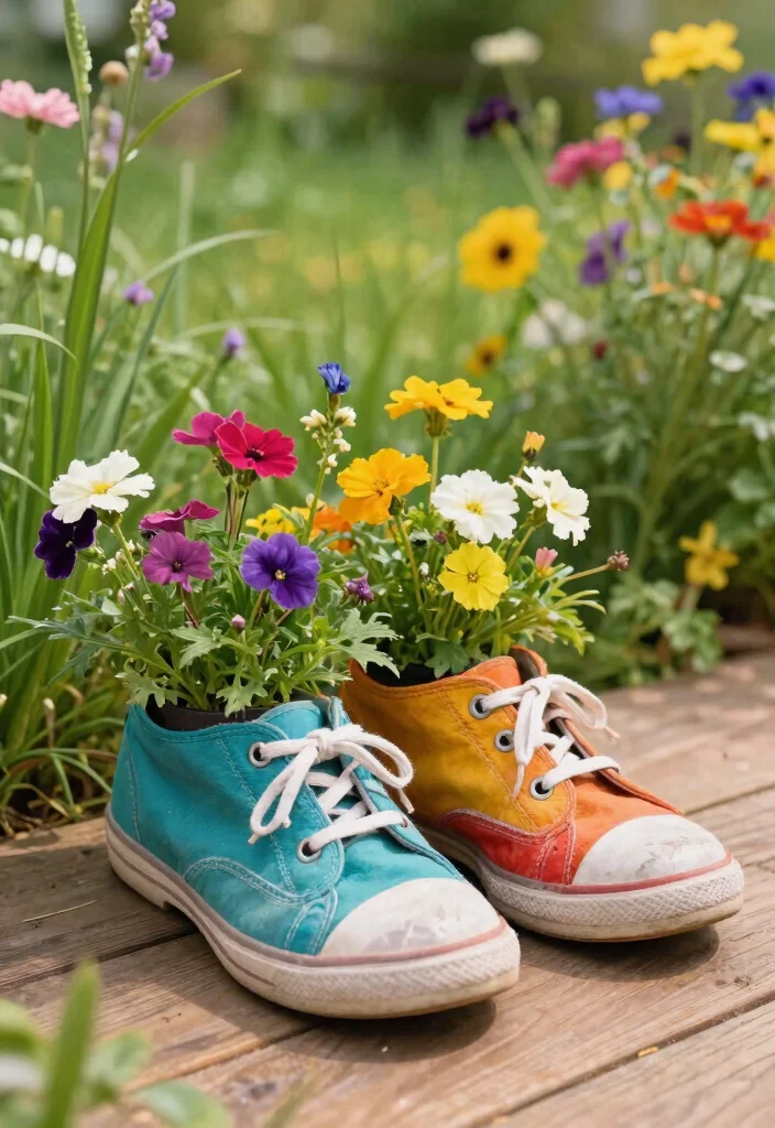 15 Unique Planter Ideas That Turn Junk Into Garden Gold - 12. Old Shoe Planters 1