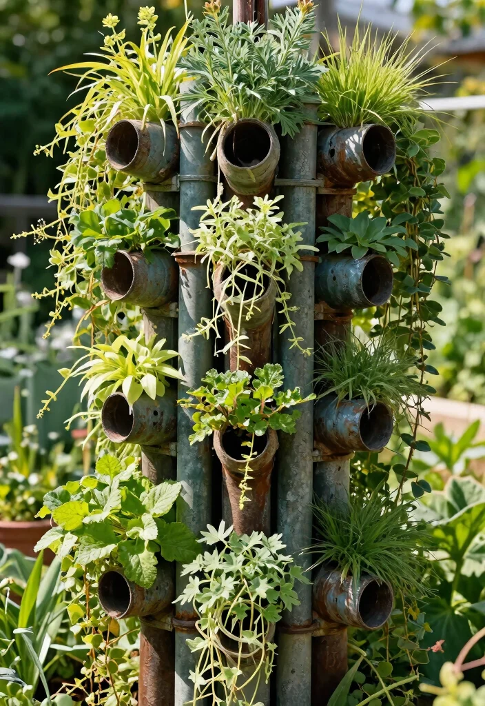 15 Unique Planter Ideas That Turn Junk Into Garden Gold - 15. Perforated Pipe Planters 1
