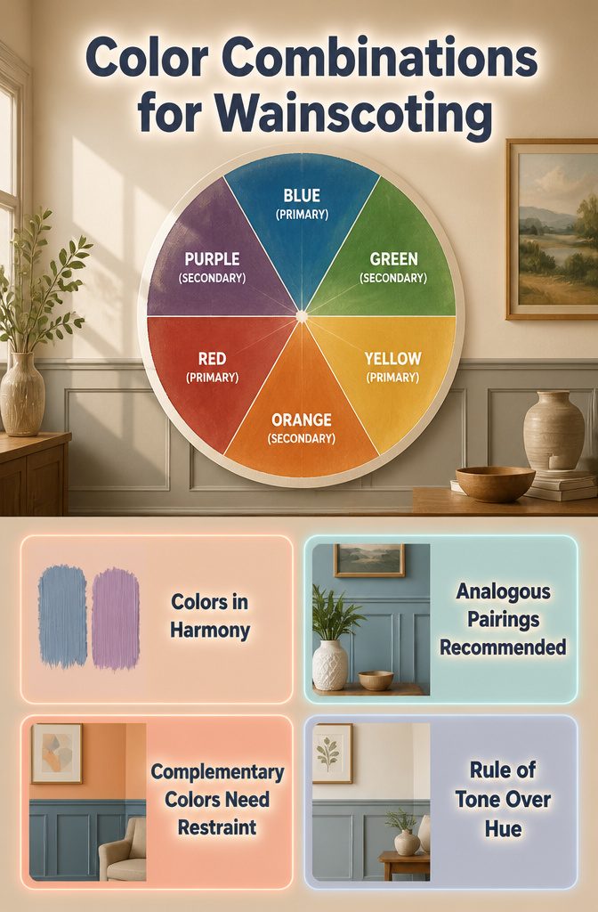 Color wheel showing primary and secondary colors for design.